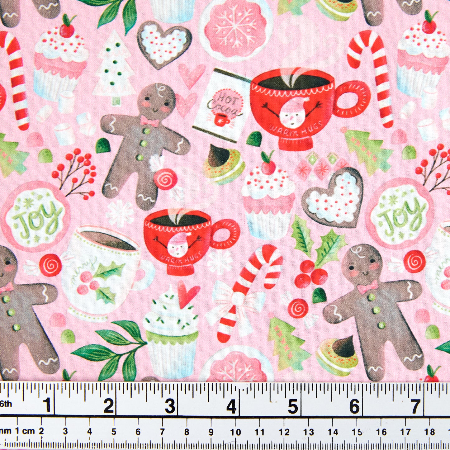 Christmas Cotton Print Fabric, Pink/Multi Breakfast Time- Width 112cm