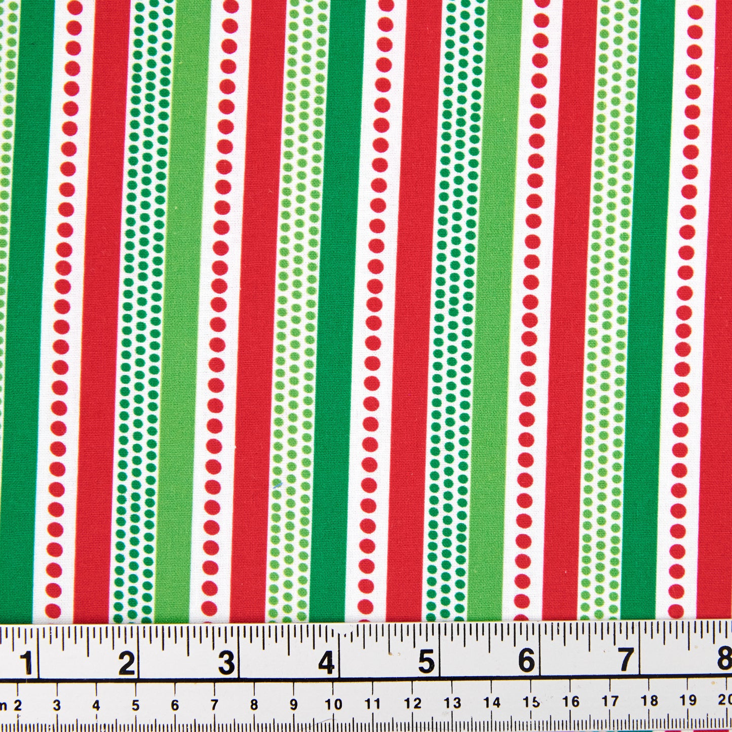 Christmas Cotton Print Fabric,Red/White Spots And Stripes- Width 112cm