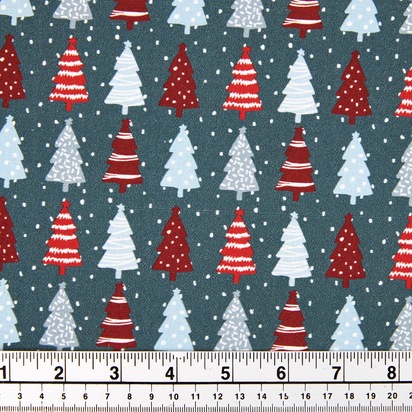 Christmas Cotton Print Fabric,Grey/Christams Trees- Width 112cm