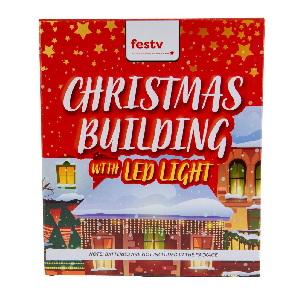 Christmas House With Led Light, 12x9.5x15cm