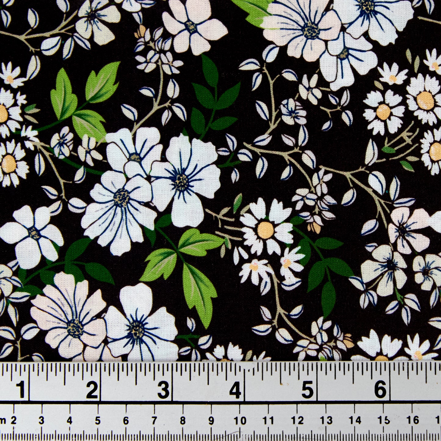 Digital Printed Quilting Fabric, Black Flower- Width 112cm