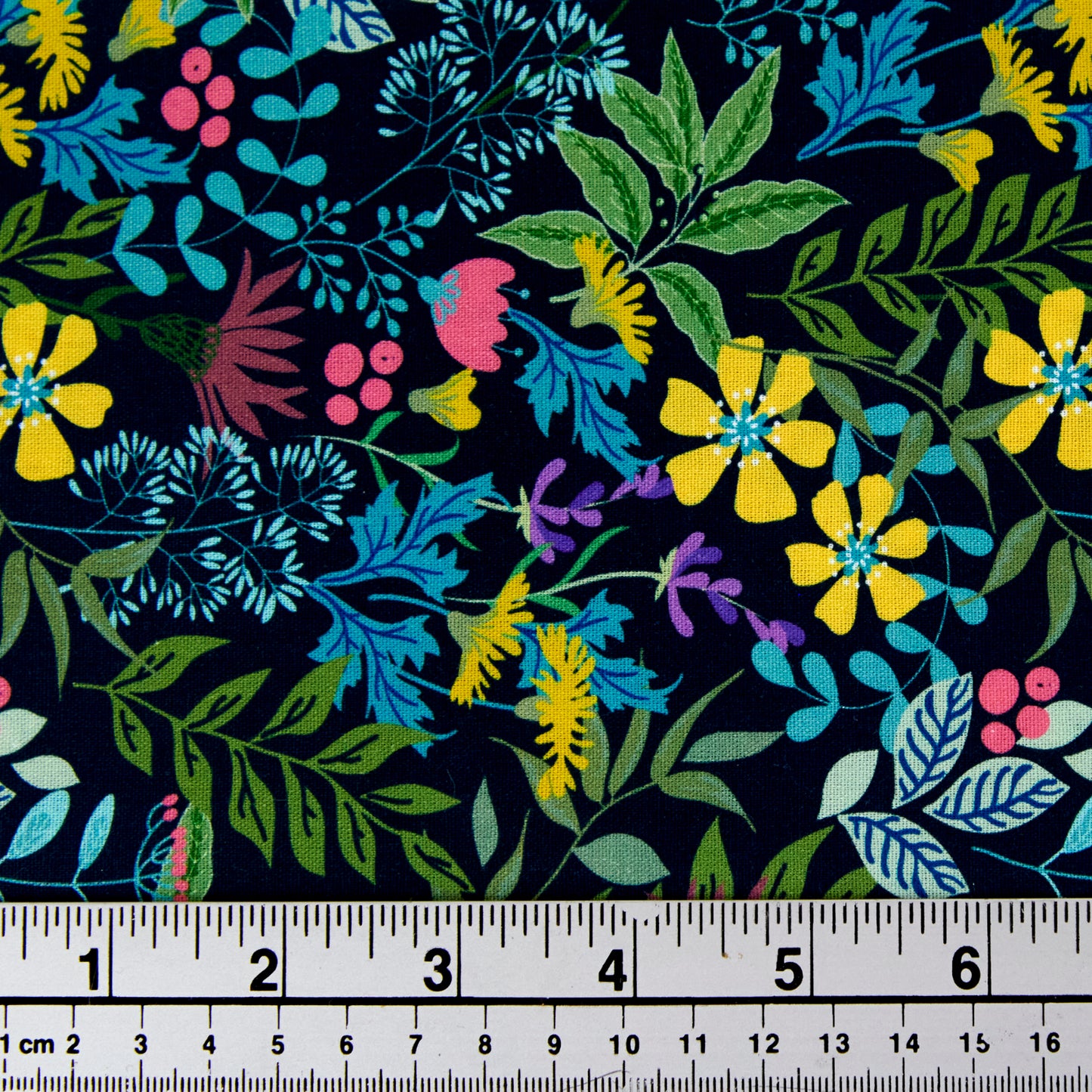 Digital Printed Quilting Fabric, Prussian Blue Flower- Width 112cm