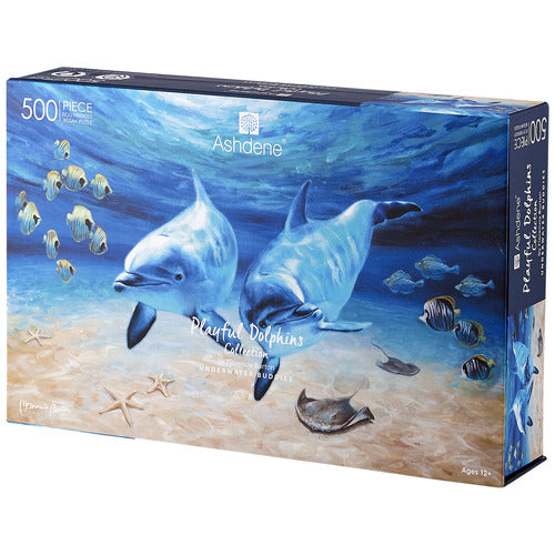 500-Piece Jigsaw Puzzle Playful Dolphins Underwater Buddies