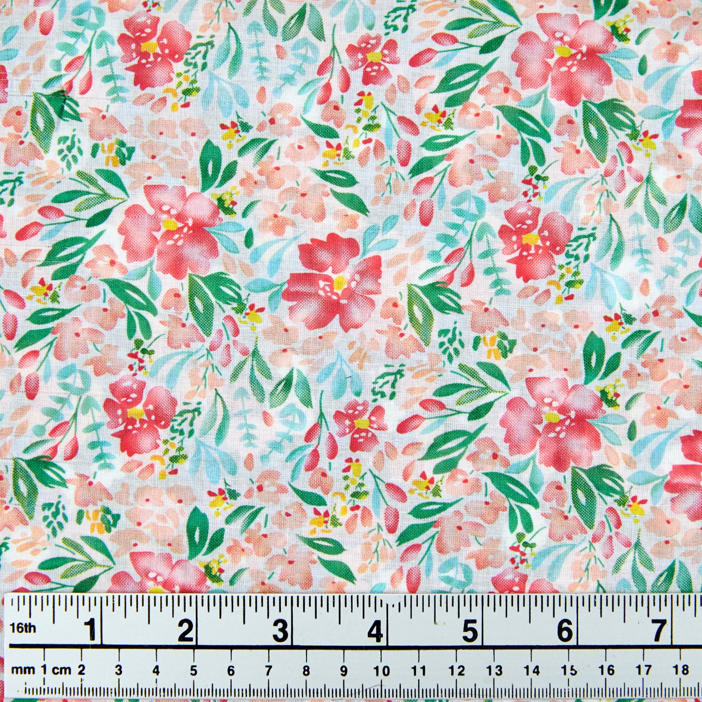 Printed Cotton Voile Fabric, Pink Floral - Width 140cm