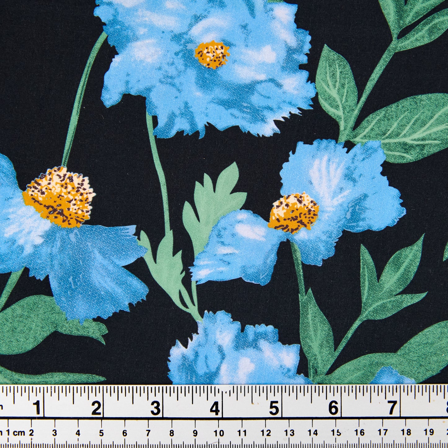 Printed Cotton Lawn Fabric, Navy Blue Floral -Width 140cm