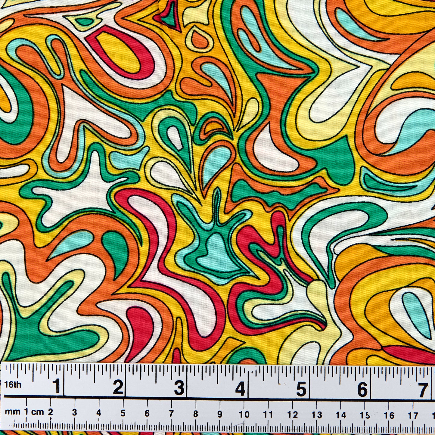 Printed Rayon Fabric, Multi Citrus Abstract -Width 140cm