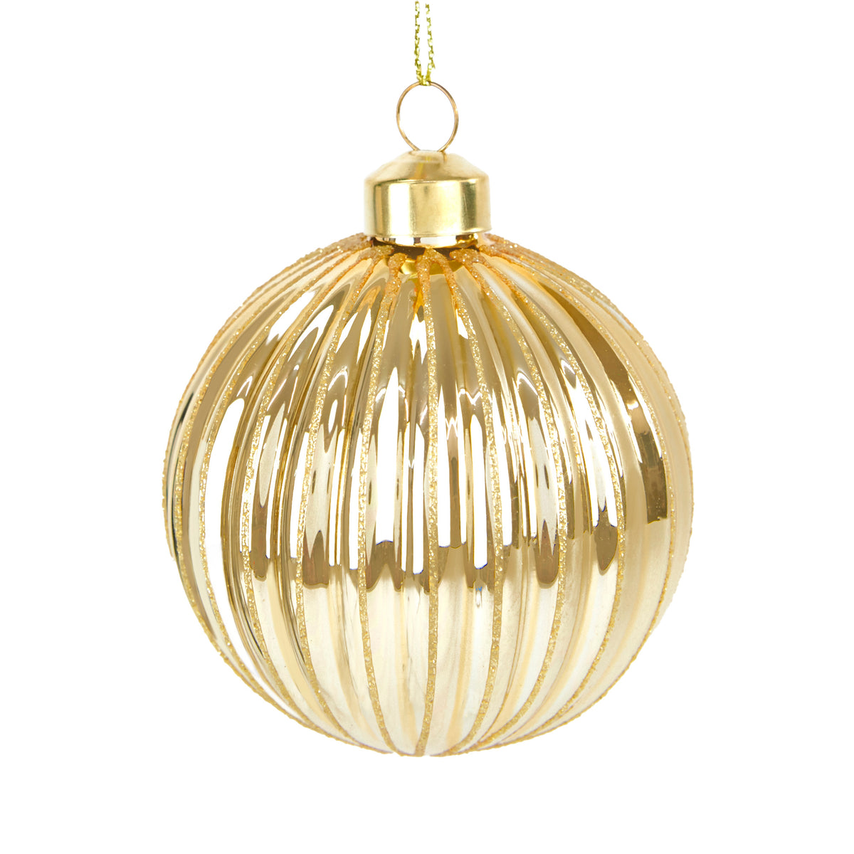 Christmas Bauble, Lines Pattern Assorted- 8cm
