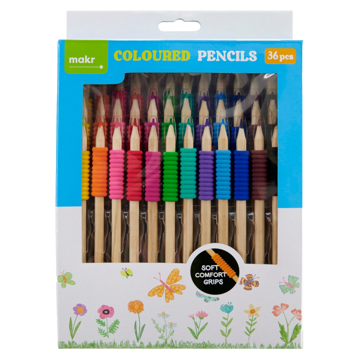 Makr Coloured Pencils With Grip, 36pc