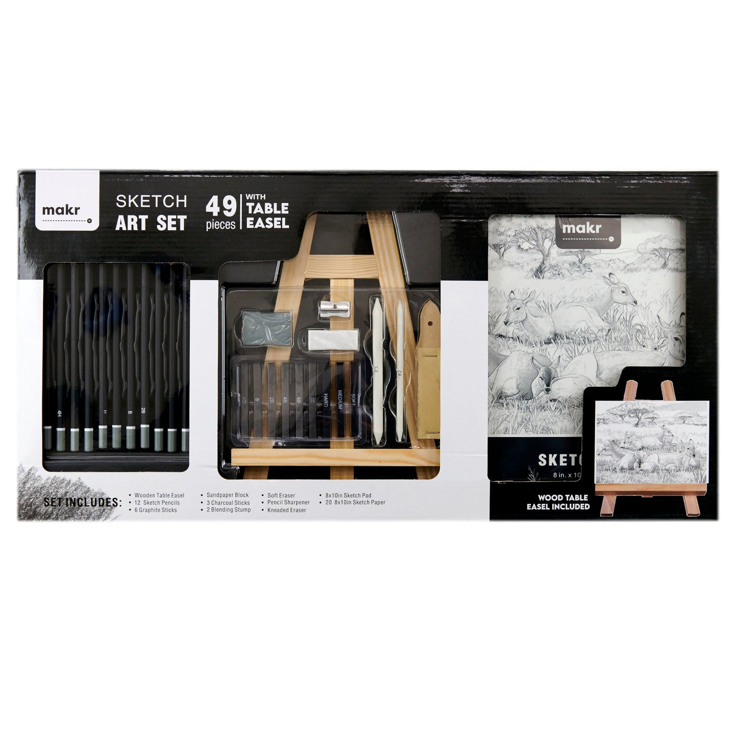 Makr Sketch Art Set With Table Easel,49pce