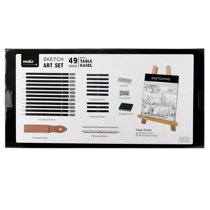 Makr Sketch Art Set With Table Easel, 49pc