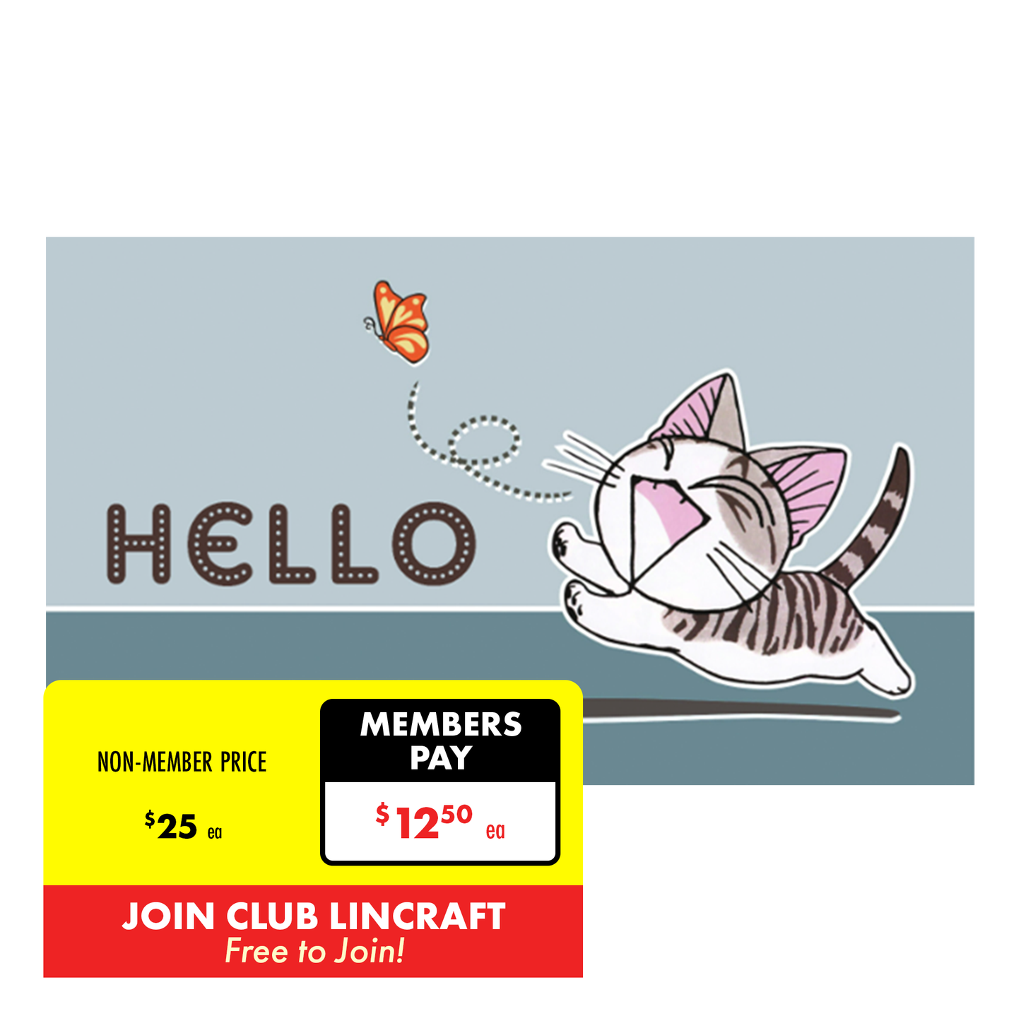 Novus Digital Print Door Mat, Hello Cat- 45x75cm