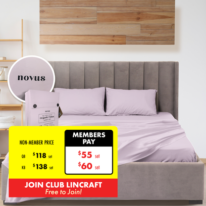 Novus 400TC Organic Cotton Sheet Set, Light Purple- Queen Bed