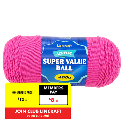 Acrylic Super Value Ball Crochet & Knitting Yarn, 400g Acrylic Yarn