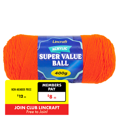 Acrylic Super Value Ball Crochet & Knitting Yarn, 400g Acrylic Yarn
