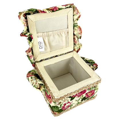 Sewing Basket, Rose D Multi- 12x12x9.5cm