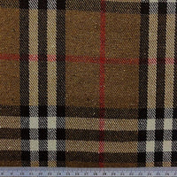 Wool Blend Check Fabric, Brown Taupe Check - Width 148cmcm