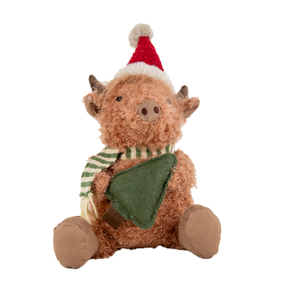 Christmas Decoration Fabric, Sitting Highland Cow