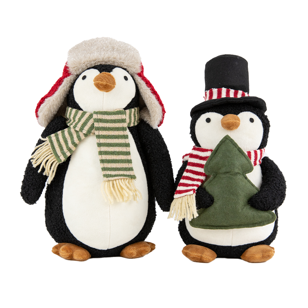 Christmas Decoration Fabric, Sitting Penguin With Tree