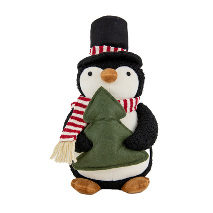 Christmas Decoration Fabric, Sitting Penguin With Tree