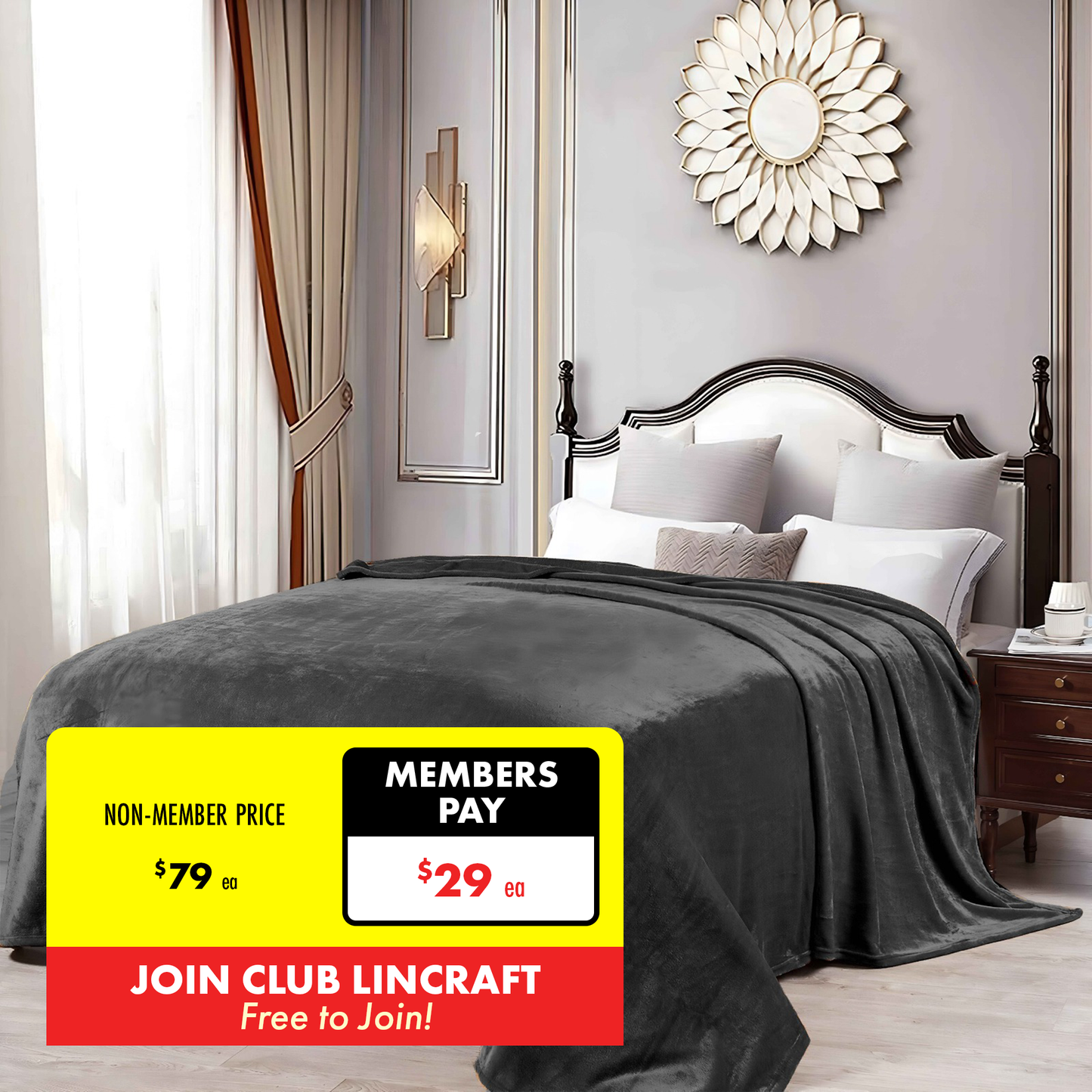 Formr Luxury Mink Blanket, Charcoal, 2.1m x 2.3m