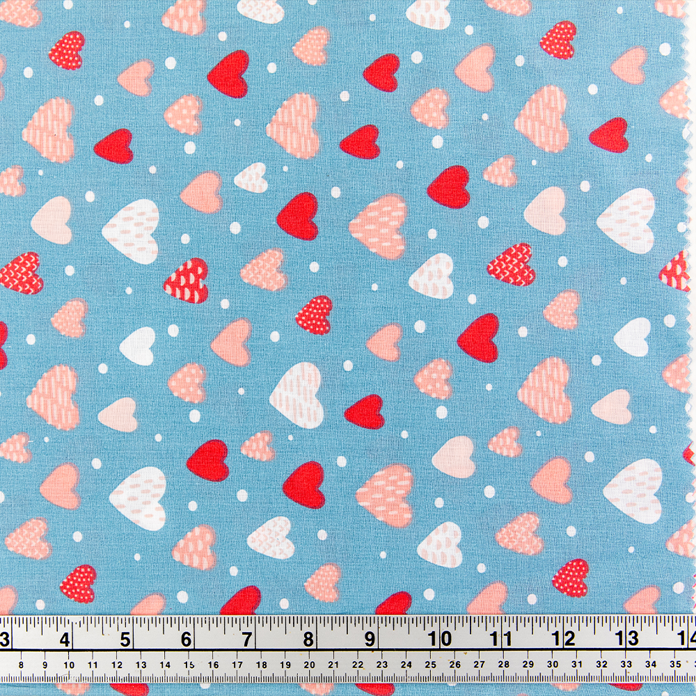 Print Craft & Quilting Fabric, Hearts- Width 112cm