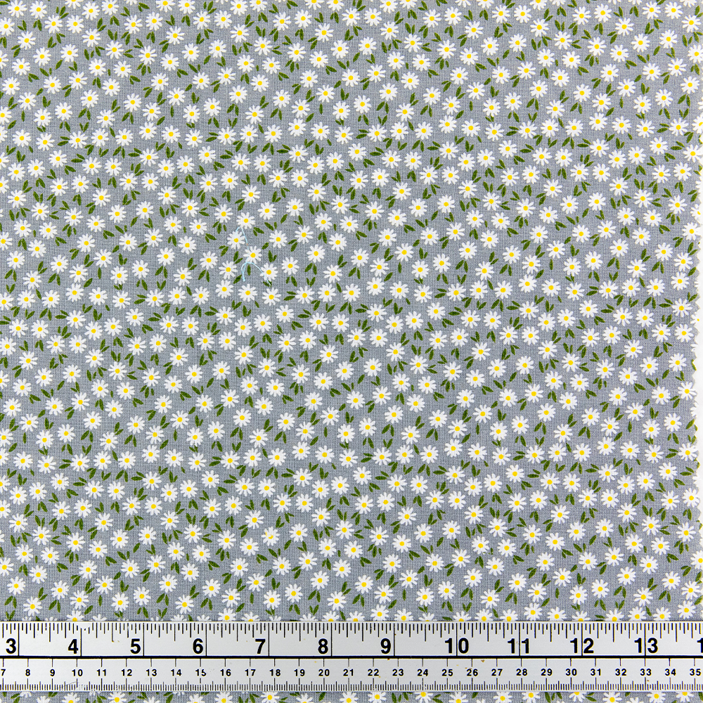 Print Craft & Quilting Fabric, Ditsy Daisies Gray- Width 112cm