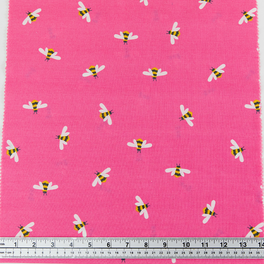 Print Craft & Quilting Fabric, Bees On Pink- Width 112cm