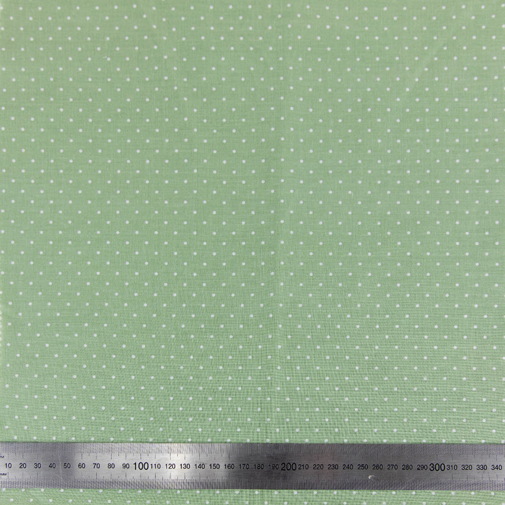 Print Craft & Quiltng Fabric, Light Green Pin Dot- Width 110cm