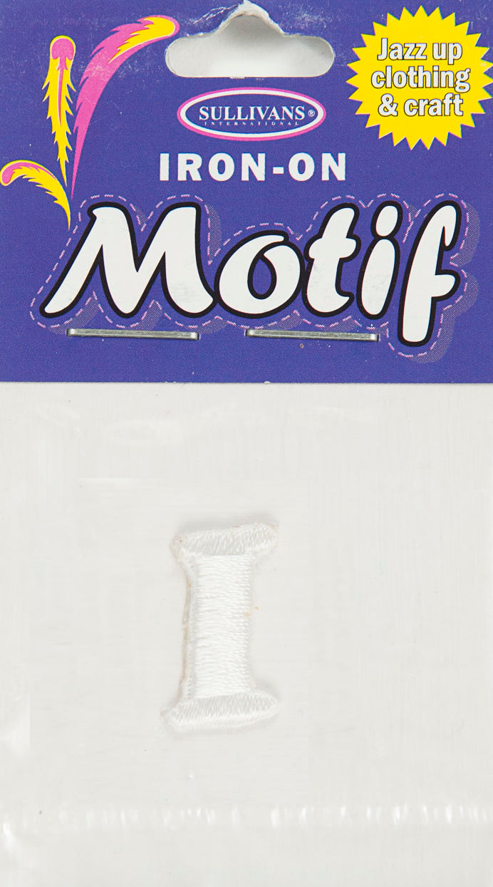 Iron On Motif Letter, White - 20mm - Sullivans