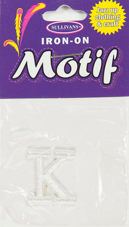 Iron On Motif Letter, White - 20mm - Sullivans