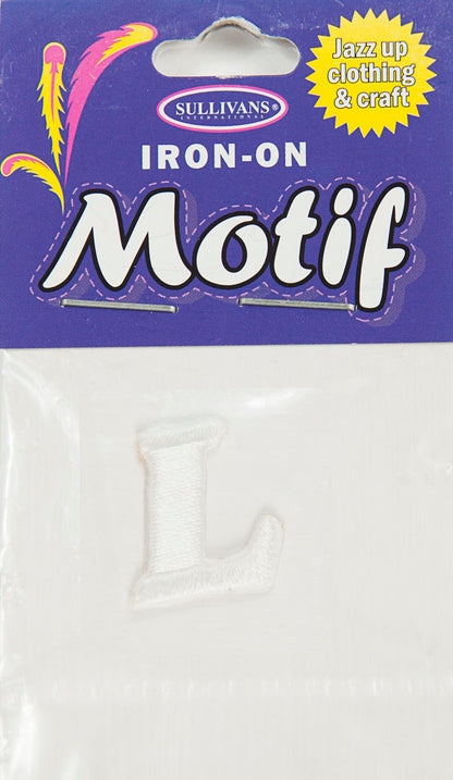 Iron On Motif Letter, White - 20mm - Sullivans