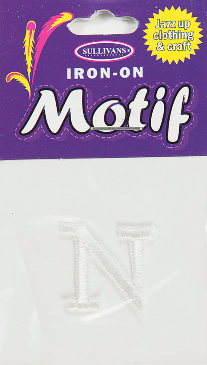 Iron On Motif Letter, White - 30mm - Sullivans
