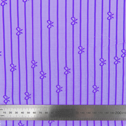 Print Craft & Quiltng Fabric, Stripe & Bow -Width 110cm
