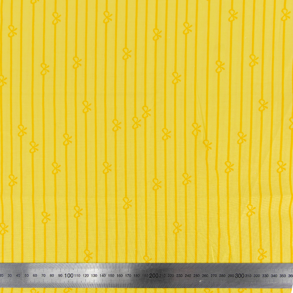 Print Craft & Quiltng Fabric, Stripe & Yellow Bow-Width 110cm
