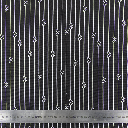 Print Craft & Quiltng Fabric, Black Stripe & Bow-Width 110cm