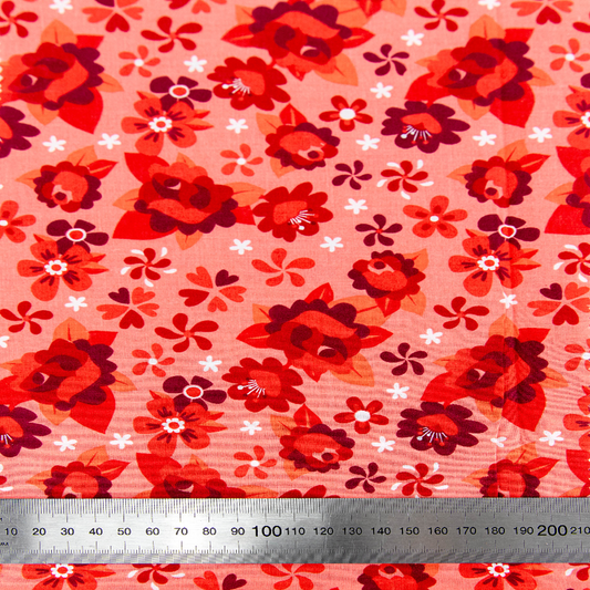 Print Craft & Quiltng Fabric, Blossoming Rose-Width 110cm