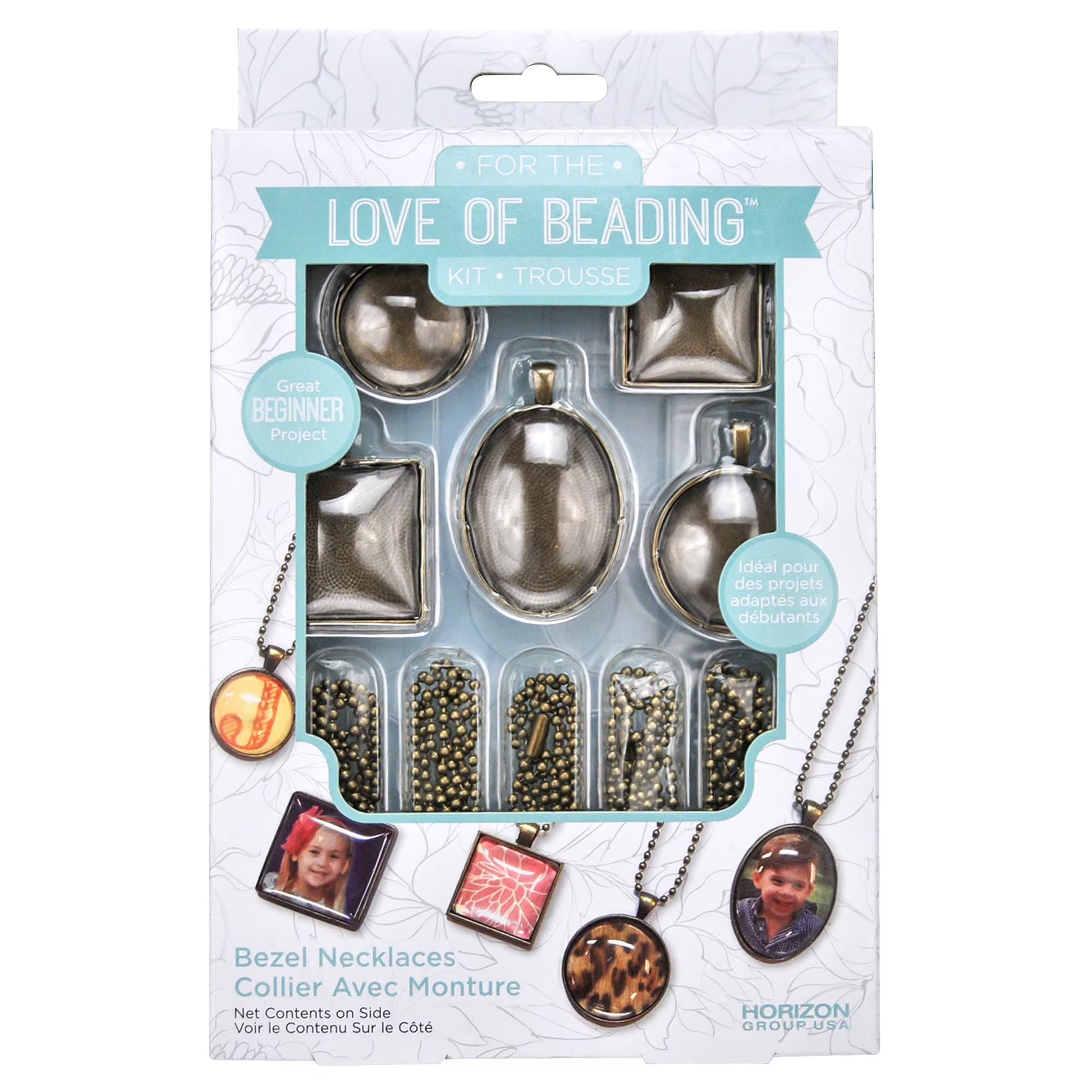 HOR - For The Love Of Beading Kits D.I.Y. Customizable Multi-Color Metal Bezel Necklace Kit