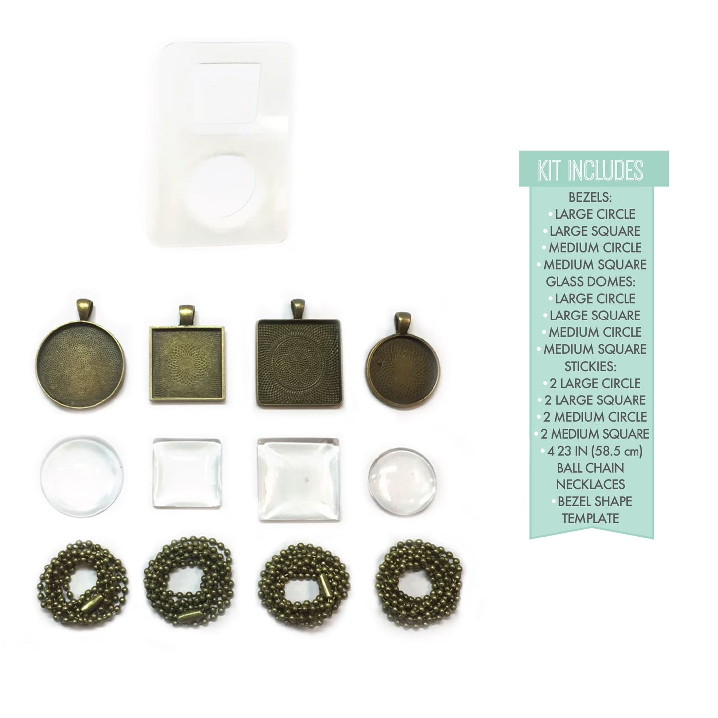 HOR - For The Love Of Beading Kits D.I.Y. Customizable Multi-Color Metal Bezel Necklace Kit