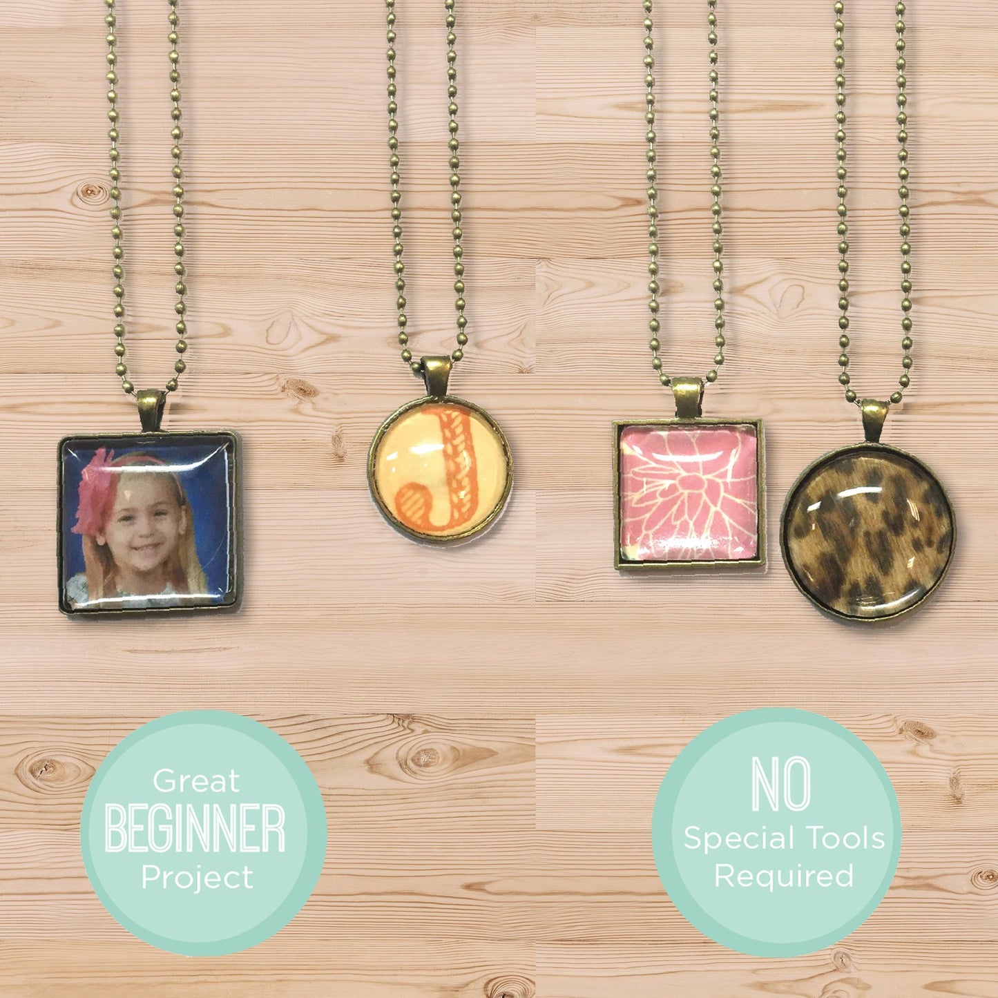 HOR - For The Love Of Beading Kits D.I.Y. Customizable Multi-Color Metal Bezel Necklace Kit