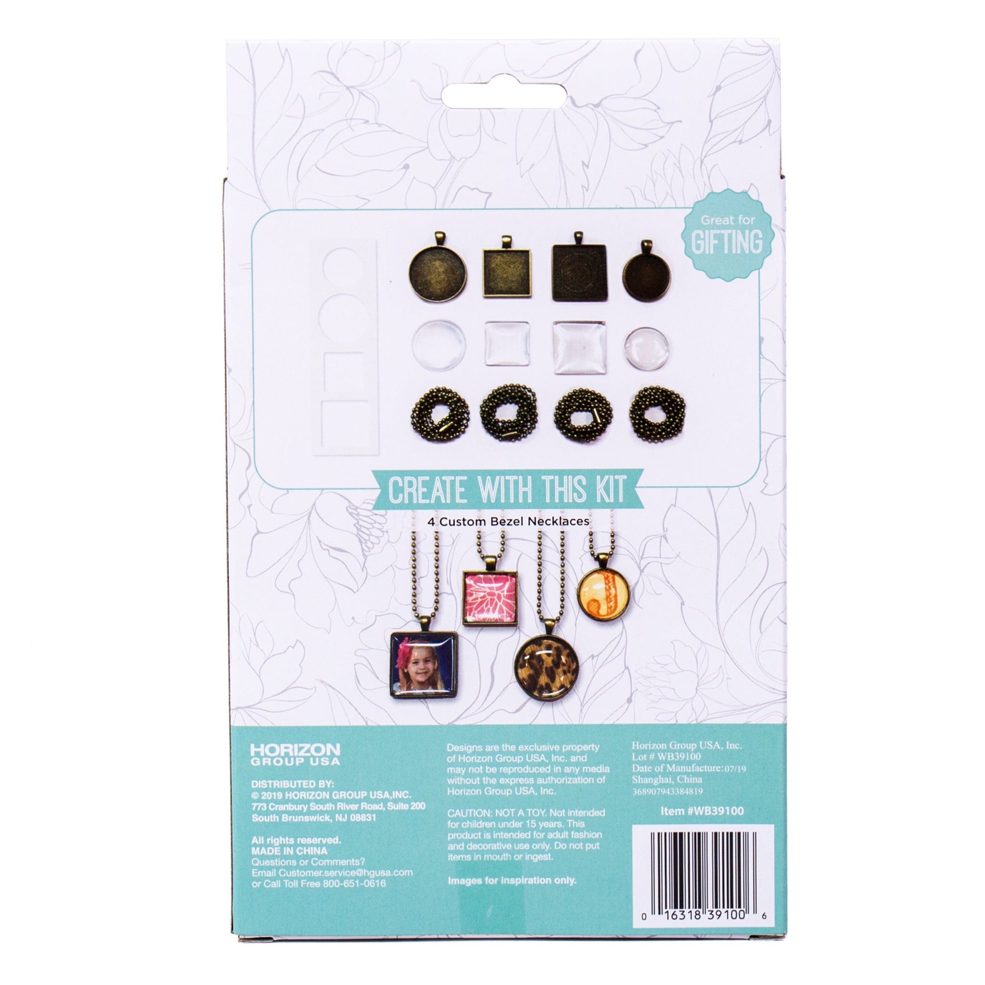 HOR - For The Love Of Beading Kits D.I.Y. Customizable Multi-Color Metal Bezel Necklace Kit