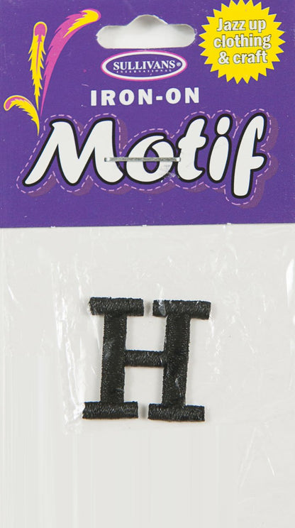 Iron On Motif Letter, Black - 20mm - Sullivans