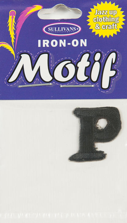 Iron On Motif Letter, Black - 20mm - Sullivans