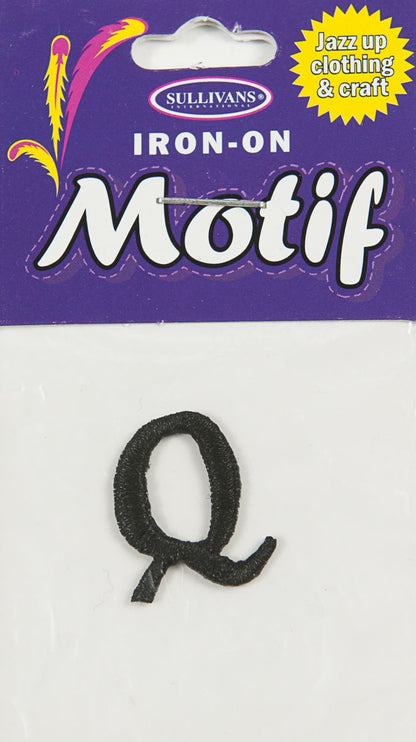Iron On Motif Letter, Black - 20mm - Sullivans