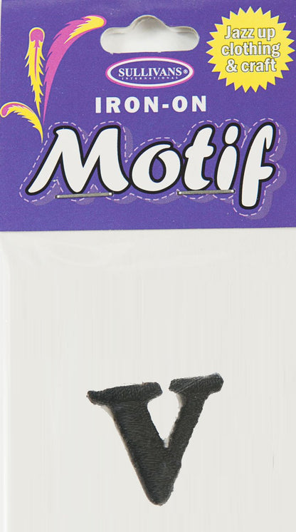 Iron On Motif Letter, Black - 20mm - Sullivans