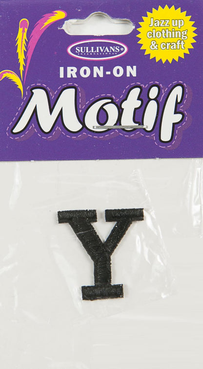 Iron On Motif Letter, Black - 20mm - Sullivans