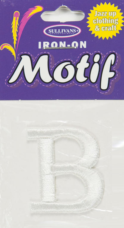 Iron On Motif Letter, White - 30mm - Sullivans