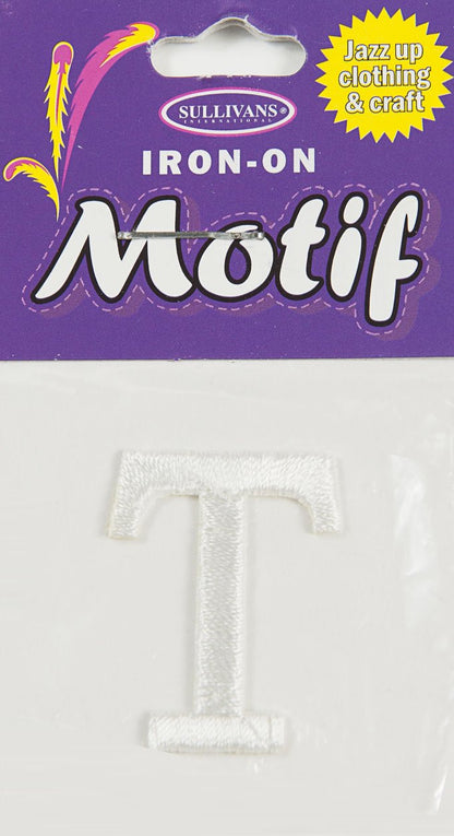Iron On Motif Letter, White - 30mm - Sullivans