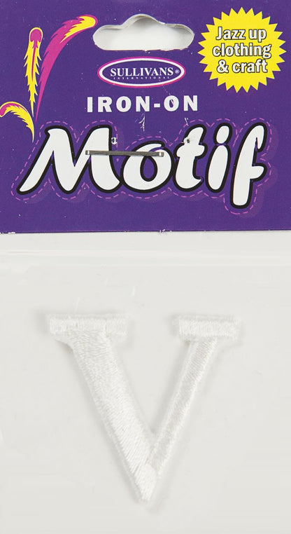 Iron On Motif Letter, White - 30mm - Sullivans