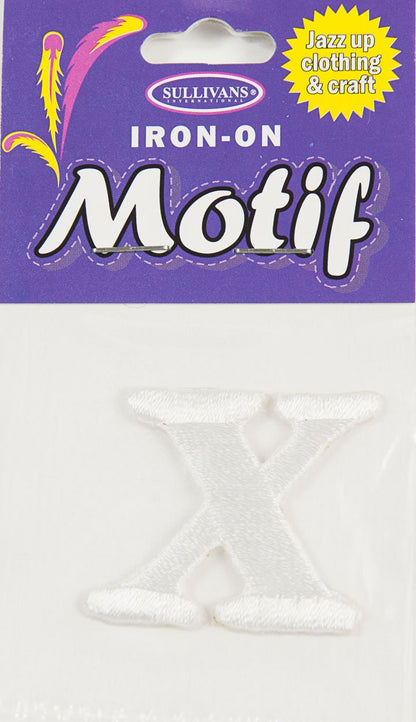 Iron On Motif Letter, White - 30mm - Sullivans