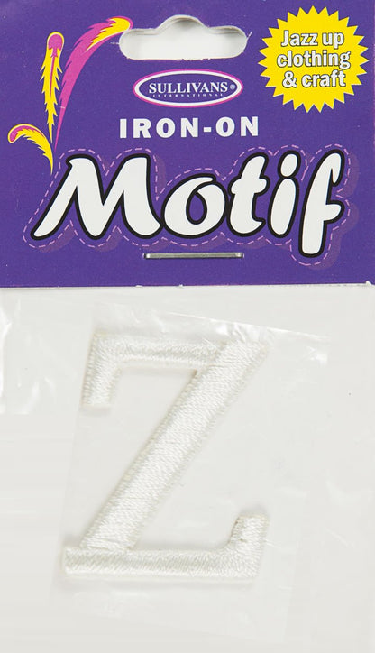 Iron On Motif Letter, White - 30mm - Sullivans